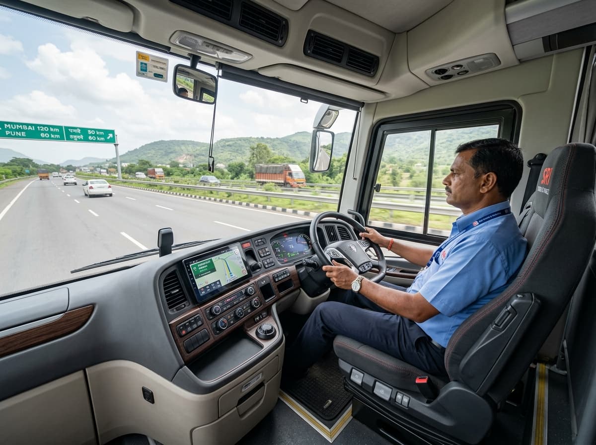 High-tech driver cockpit, GPS navigation & professional instrument panel